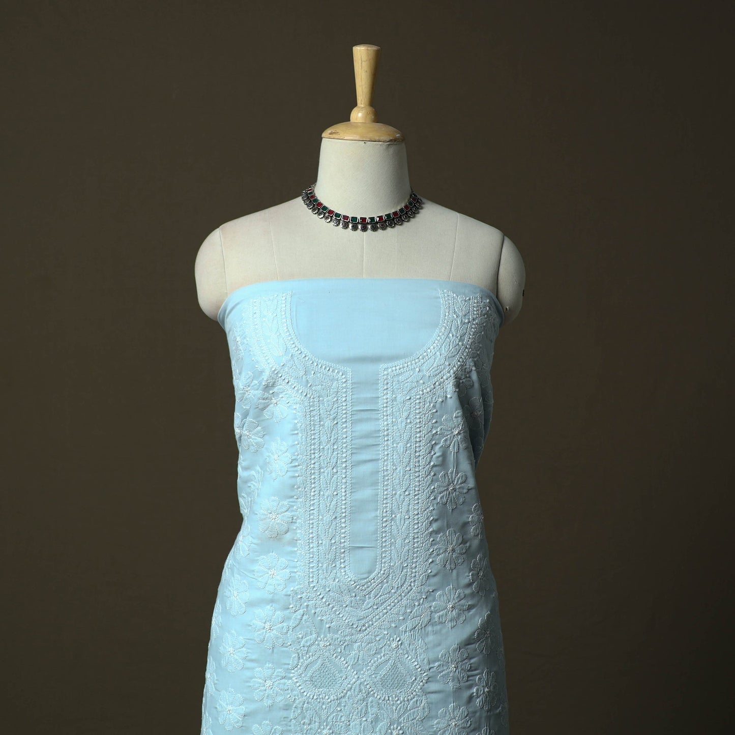 Lucknowi hand embroidered cotton chikankari 3pc unstitched