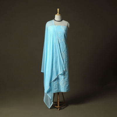 Lucknowi hand embroidered cotton chikankari 3pc unstitched