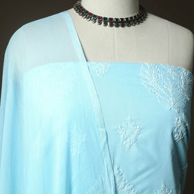 Lucknowi hand embroidered cotton chikankari 3pc unstitched