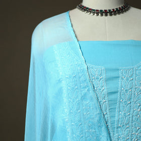 Blue - lucknowi hand embroidered cotton chikankari 3pc