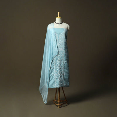 Lucknowi hand embroidered cotton chikankari 3pc unstitched