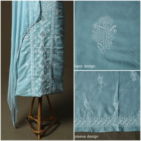 Lucknowi hand embroidered cotton chikankari 3pc unstitched