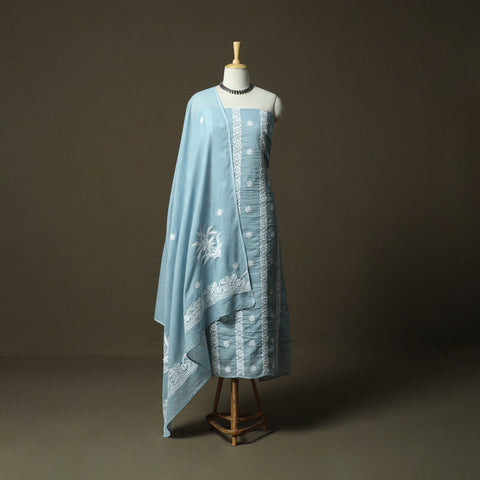 Lucknowi hand embroidered kota doria cotton chikankari 2pc