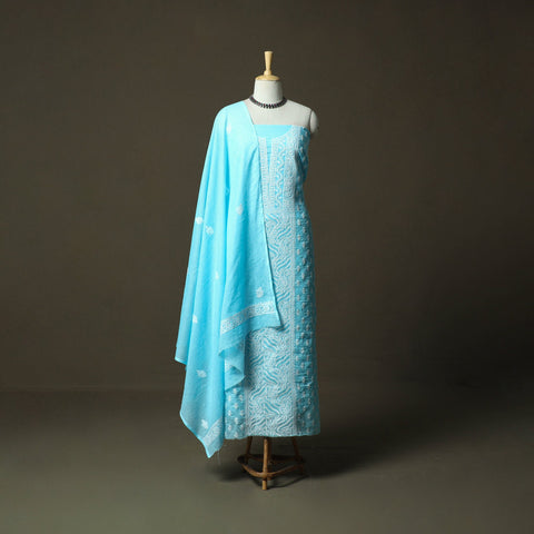 Lucknowi hand embroidered kota doria cotton chikankari 2pc