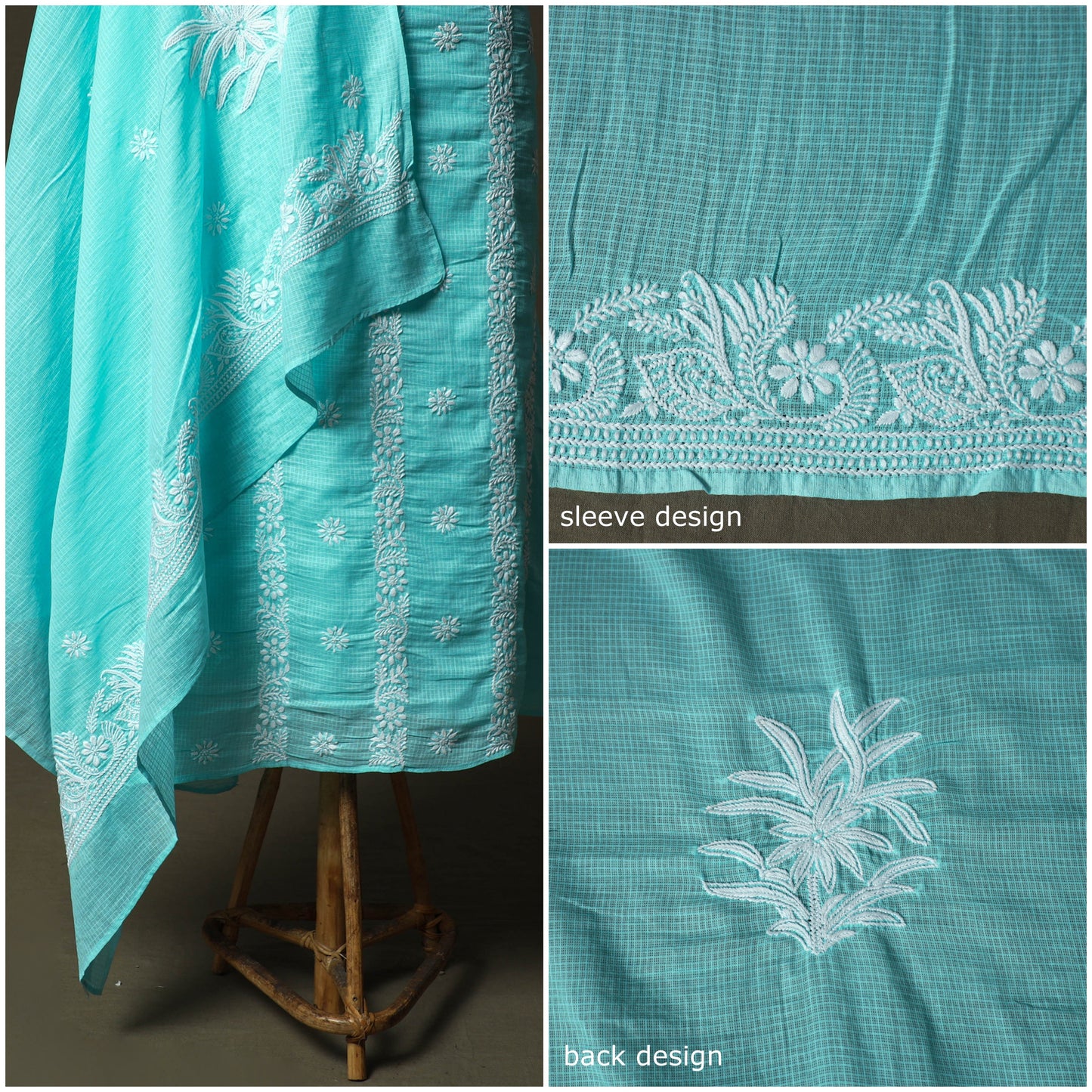 Lucknowi hand embroidered kota doria cotton chikankari 2pc