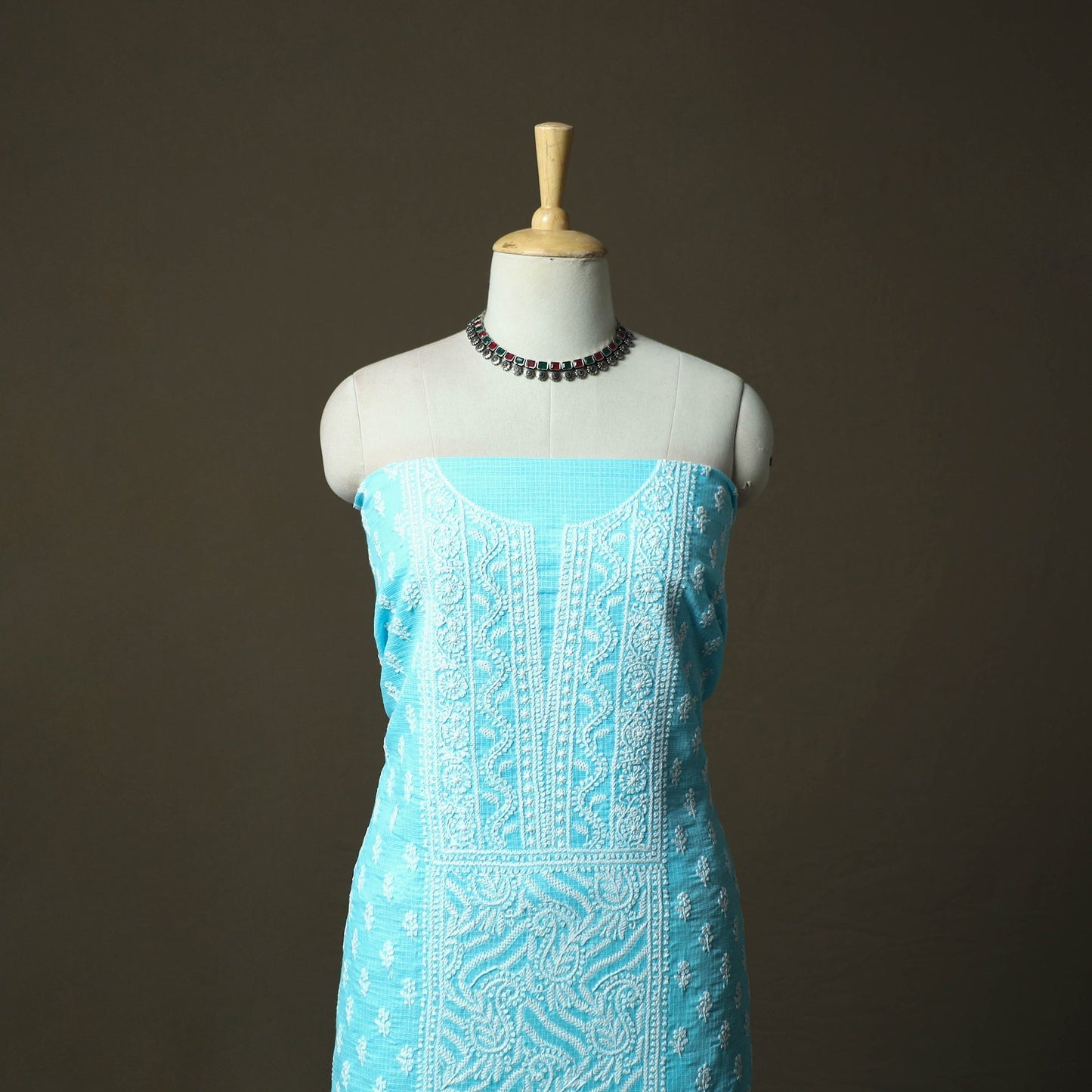 Lucknowi hand embroidered kota doria cotton chikankari 2pc
