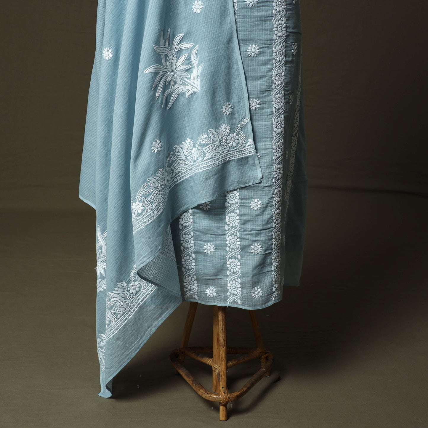 Lucknowi hand embroidered kota doria cotton chikankari 2pc