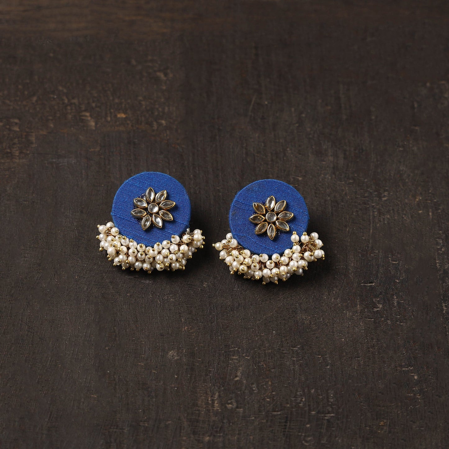 Blue - maahi fabart earrings with kundan & beads