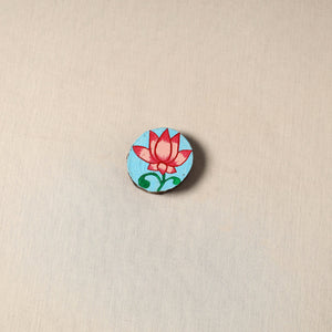 Madhubani handpainted pine wood fridge magnet 17