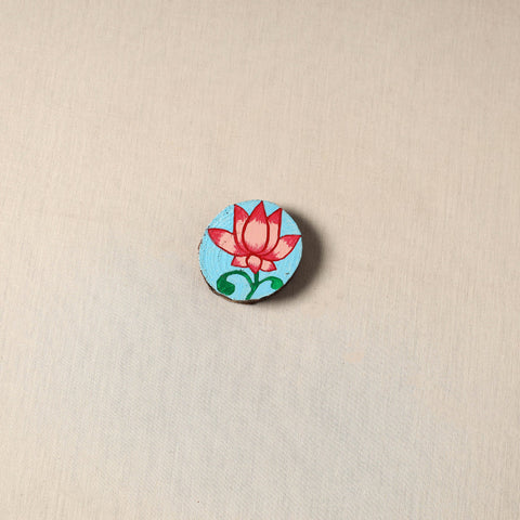 Madhubani handpainted pine wood fridge magnet 17