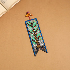 Blue - madhubani handpainted wooden bookmark 14