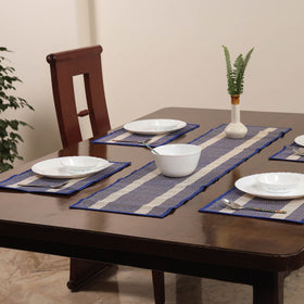 Blue Madur Grass Table Runner with Table Mat Set