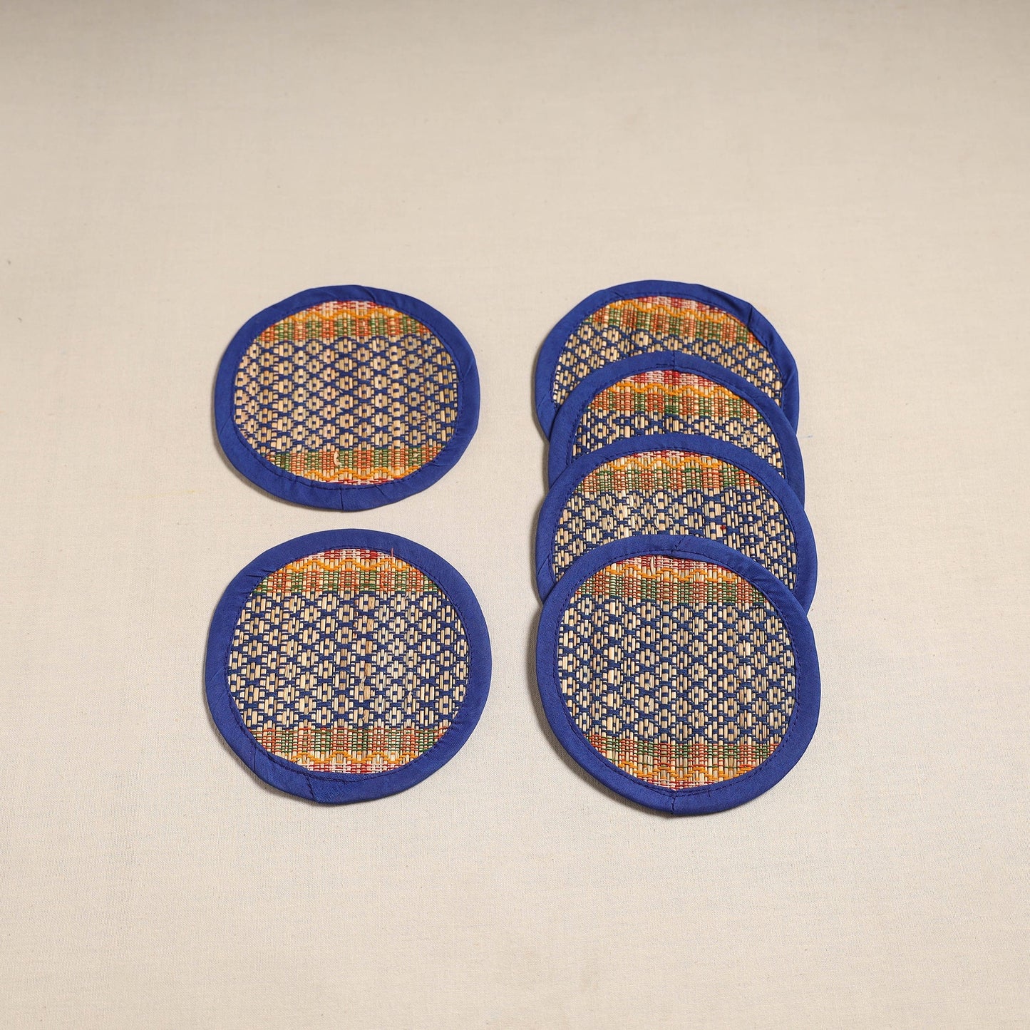 Madur grass round coaster of midnapore (set 6) 01