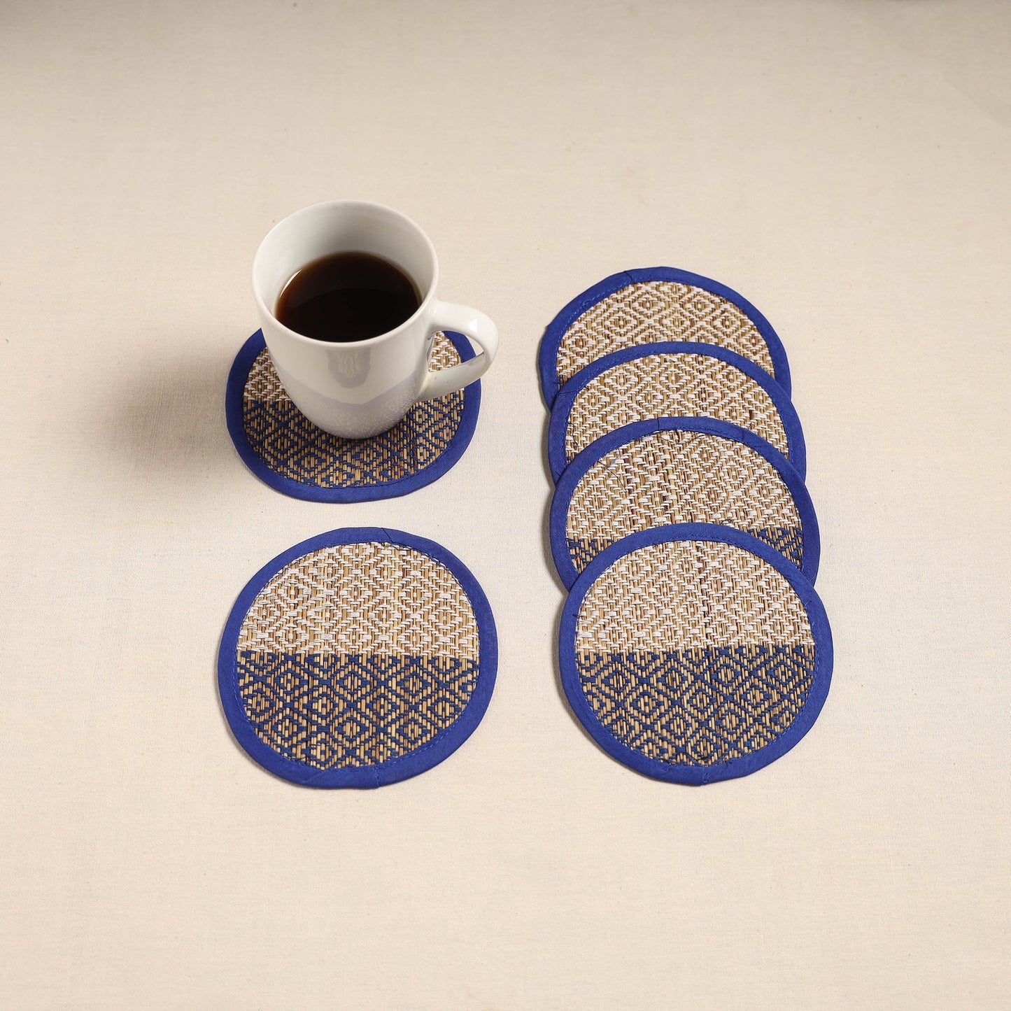Madur grass round coaster of midnapore (set 6) 04