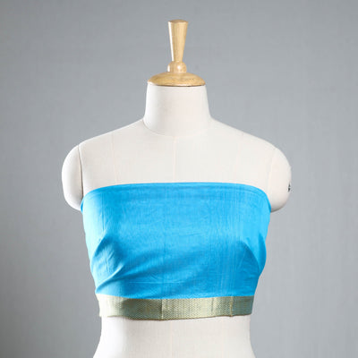 Blue - maheshwari silk blouse piece 06 - handcrafted
