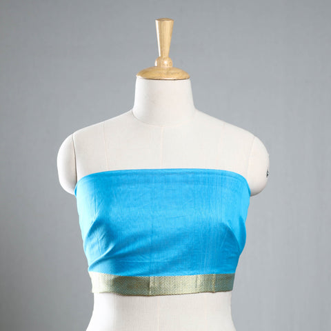 Blue - maheshwari silk blouse piece 06 - handcrafted