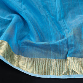 Blue - maheshwari silk blouse piece 06 - handcrafted