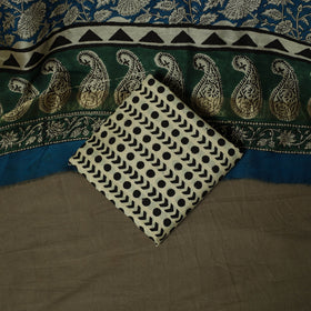 Maheshwari silk hand block bagru print 3pc unstitched dress