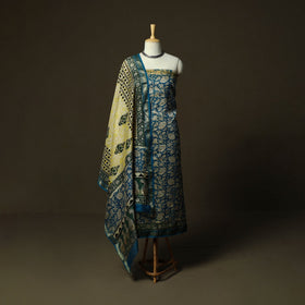 Maheshwari silk hand block bagru print 3pc unstitched dress