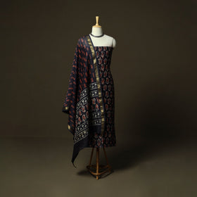 Maheshwari silk hand block bagru print 3pc unstitched dress