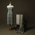Maheshwari silk hand block bagru print 3pc unstitched dress