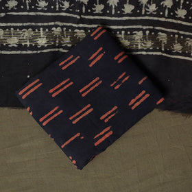 Maheshwari silk hand block bagru print 3pc unstitched dress