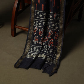 Maheshwari silk hand block bagru print 3pc unstitched dress