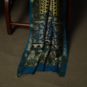 Maheshwari silk hand block bagru print 3pc unstitched dress