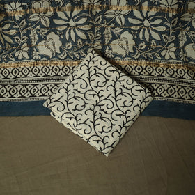 Maheshwari silk hand block bagru print 3pc unstitched dress