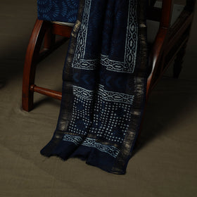 Maheshwari silk hand block indigo bagru print 3pc