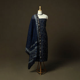 Maheshwari silk hand block indigo bagru print 3pc