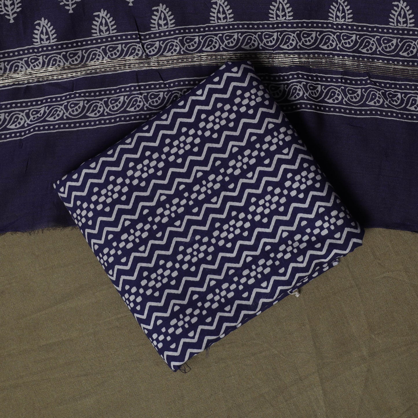 Maheshwari silk hand block jaipur print 3pc unstitched