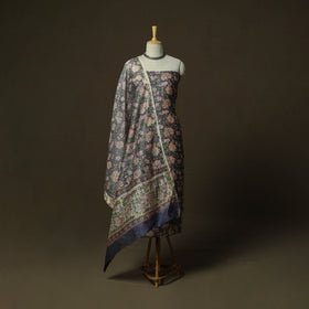 Maheshwari silk hand block sanganeri print 3pc unstitched