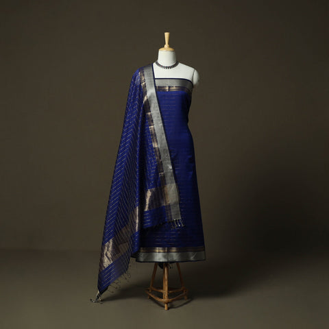 Maheshwari silk handloom zari stripes 2pc unstitched dress