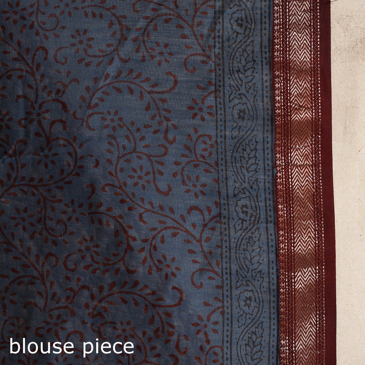 Blue - maheshwari silk natural dyed bagh saree with zari