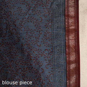 Blue - maheshwari silk natural dyed bagh saree with zari