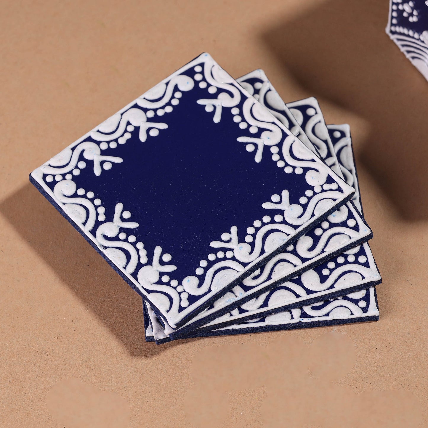  Mandana Art Handpainted Paper Mache Coasters 