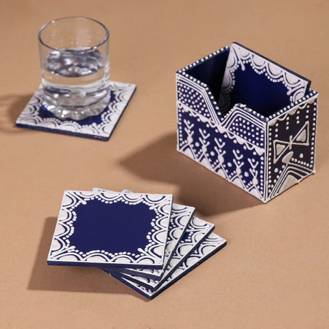  Mandana Art Handpainted Paper Mache Coasters 