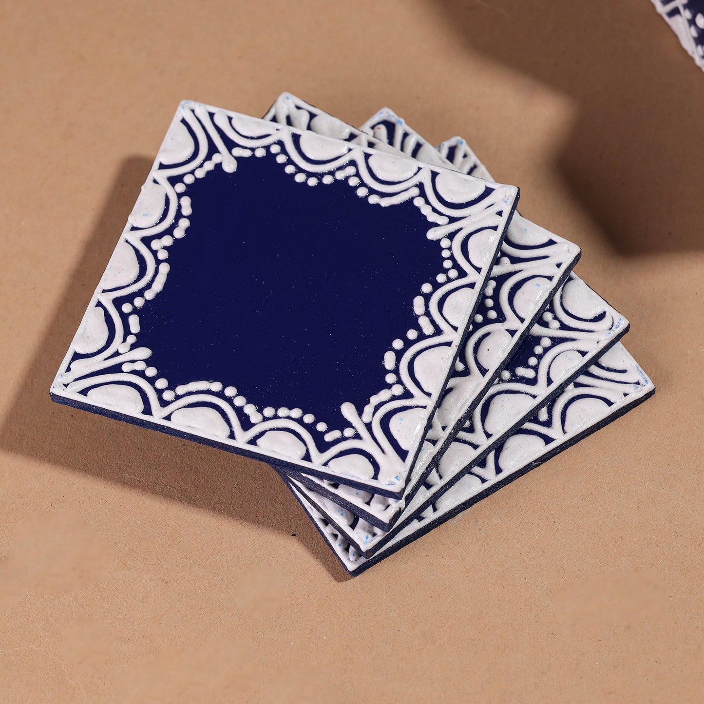  Mandana Art Handpainted Paper Mache Coasters 