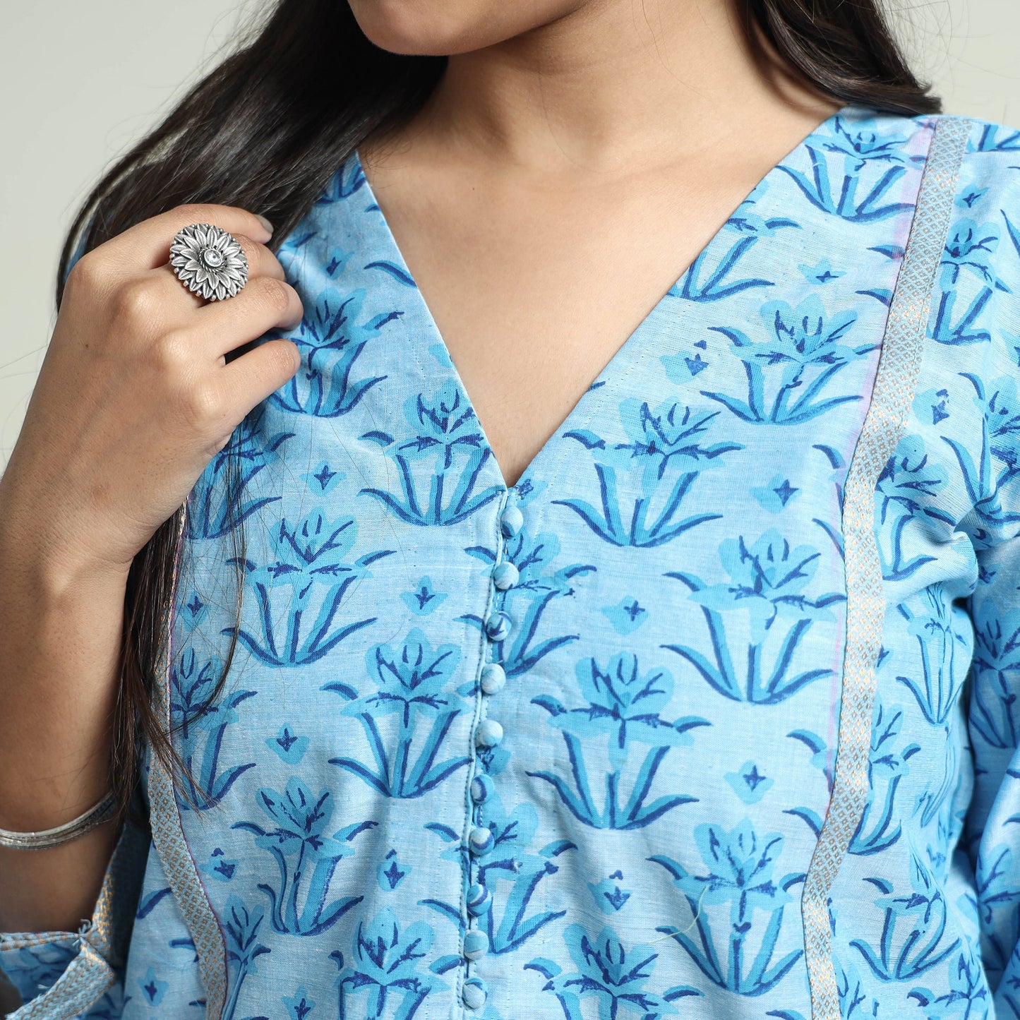 Mangalagiri Kurta with Palazzo & Dupatta Set