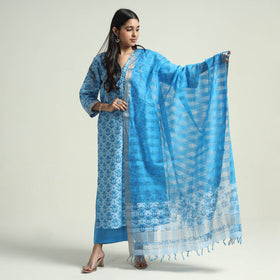Mangalagiri Kurta with Palazzo & Dupatta Set