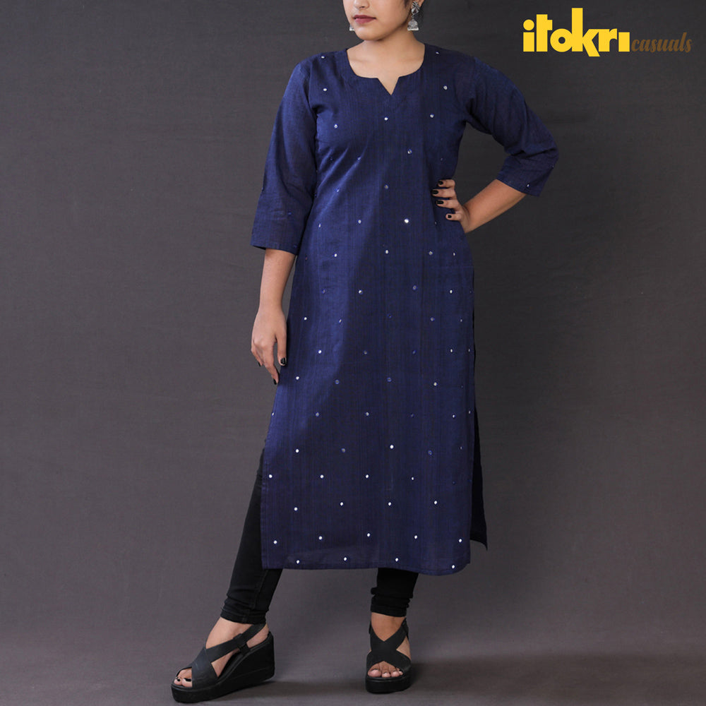 Buy iTokri Casuals - Mangalagiri Pure Handloom Cotton Embroidered Long Kurta Online at iTokri.com