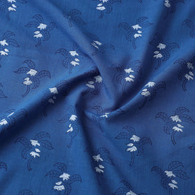 Blue Mangalgiri Block Printed Handwoven Cotton Fabric 
