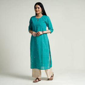 Buy iTokri Casuals - Mangalgiri Pure Handloom Cotton Embroidered Long Kurta Online at iTokri.com
