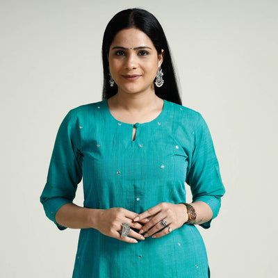 Buy iTokri Casuals - Mangalgiri Pure Handloom Cotton Embroidered Long Kurta Online at iTokri.com