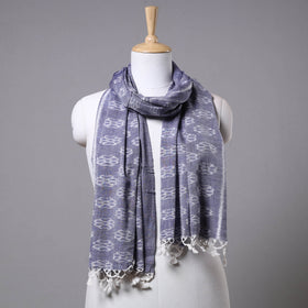  Maniabandha Ikat Weave Handloom Cotton Stole with Tassels 