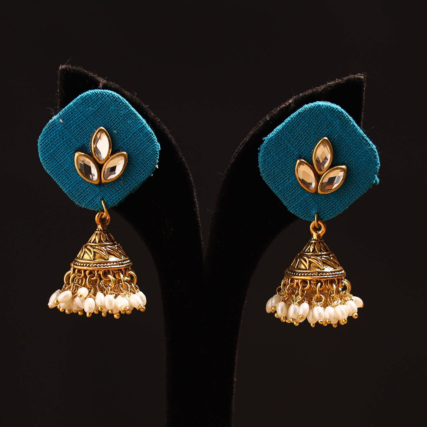 Manvi Stone Work Fabart GS Jhumka Earrings
