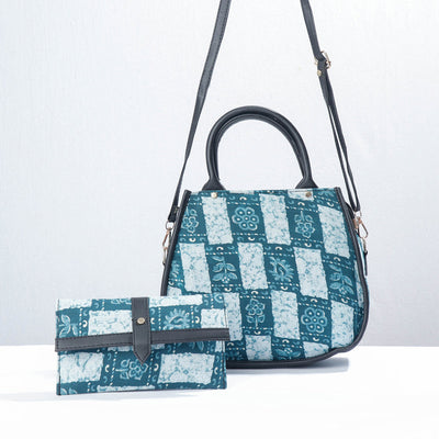 Blue Marudhara Printed Cotton Hand Bag