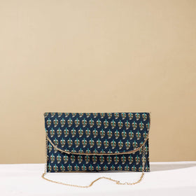 Blue Marudhara Printed Sling Clutch Wallet