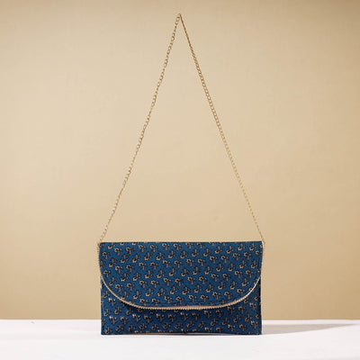 Blue Marudhara Printed Sling Clutch Wallet
